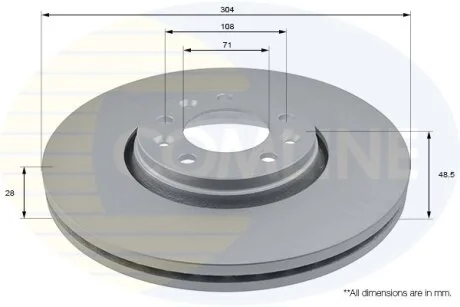 Comline - Диск гальмівний вентильований з покриттям COMLINE ADC1579V