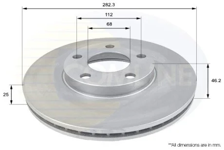 Comline - Диск гальмівний вентильований з покриттям COMLINE ADC1425V