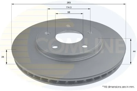 Comline - Диск гальмівний вентильований з покриттям COMLINE ADC0296V