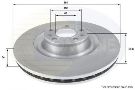 - Диск гальмівний вентильований з покриттям COMLINE ADC2607V