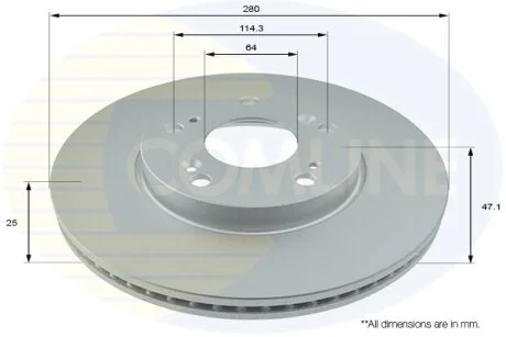 Comline - Диск гальмівний вентильований з покриттям COMLINE ADC0576V