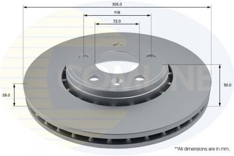 - Диск гальмівний вентильований з покриттям COMLINE ADC1110V