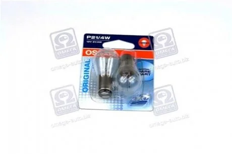 Лампа допоміжн. освітлення Р21/4W 12V 21/4W ВАZ15d (2 шт) blister (вир-во) OSRAM 722502B