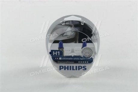 Лампа розжарювання H1 12V 55W P14,5s Diamond Vision 5000K PHILIPS 12258DVS2