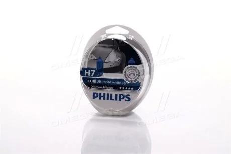 Лампа розжарювання H7 12V 55W PX26d Diamond Vision 5000K (вир-во Philips) PHILIPS 12972DVS2