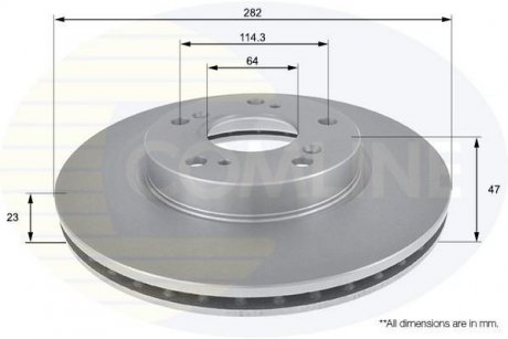 - Диск гальмівний вентильований COMLINE ADC0574V