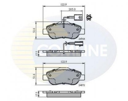 Гальмівні колодки, дискове гальмо (набір) COMLINE CBP11600