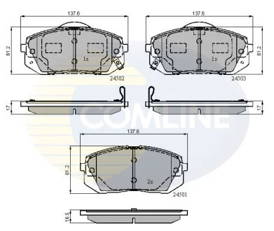 Гальмівні колодки, дискове гальмо (набір) COMLINE CBP31768