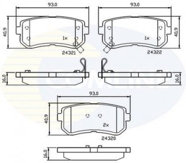 Гальмівні колодки, дискове гальмо (набір) COMLINE CBP32016