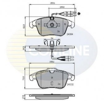 Гальмівні колодки, дискове гальмо (набір) COMLINE CBP22002