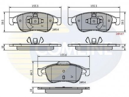 Гальмівні колодки, дискове гальмо (набір) COMLINE CBP01677