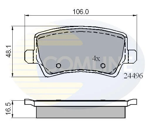 Гальмівні колодки, дискове гальмо (набір) COMLINE CBP01613 (фото 1)