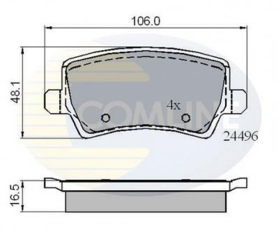 Гальмівні колодки, дискове гальмо (набір) COMLINE CBP01613 (фото 1)