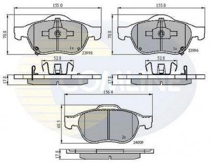 Гальмівні колодки, дискове гальмо (набір) COMLINE CBP31249