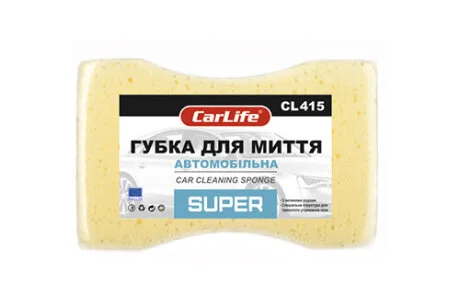Губка для миття авто з великими порами, жовта CarLife CL415