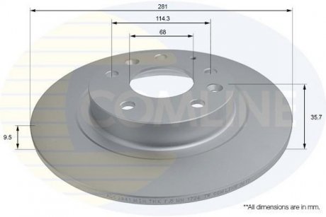 - Диск гальмівний з покриттям COMLINE ADC2841