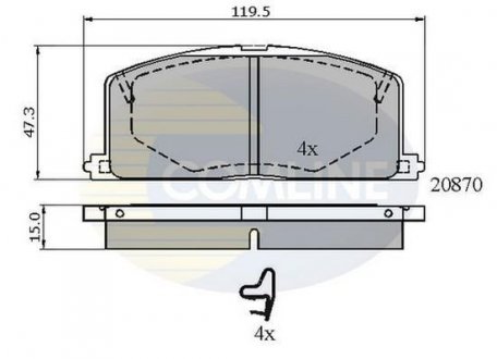 Гальмівні колодки, дискове гальмо (набір) COMLINE CBP3163