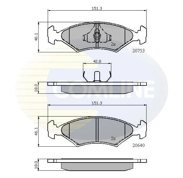 Гальмівні колодки, дискове гальмо (набір) COMLINE CBP0118 (фото 1)