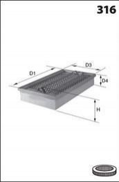 Фільтр повітря (аналогWA6198/LX312) MECAFILTER ELP3596