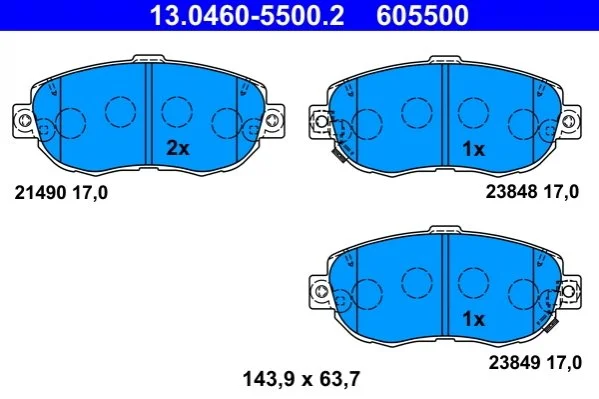 Комплект гальмівних колодок з 4 шт. дисків ATE 13.04605500.2 (фото 1)