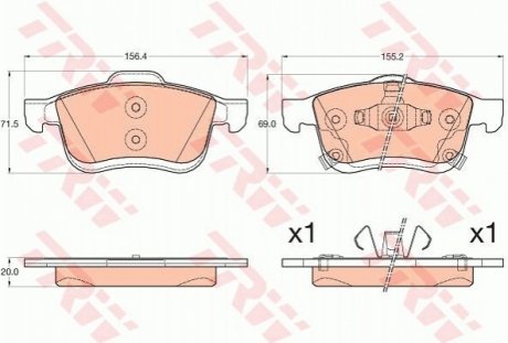 Комплект гальмівних колодок з 4 шт. дисків TRW GDB2060