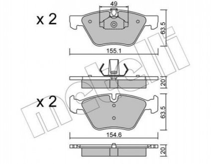 Комплект гальмівних колодок з 4 шт. дисків METELLI 22-0557-0