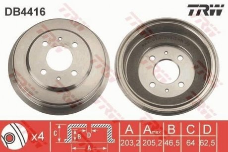 - Гальмівний барабан TRW DB4416