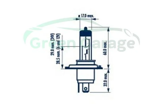 Лампа розжарювання H4 12V 60/55W P43t STANDARD blister 1шт (вир-во Narva) NARVA 48881B1 (фото 1)