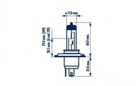 Лампа накаливания H4 12V 60/55W P43t STANDARD blister 1шт (пр-во Narva) NARVA 48881B1