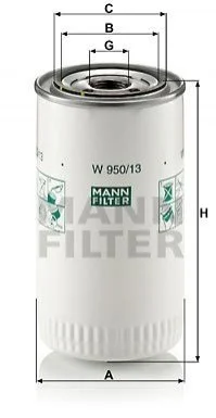 Фільтр мастил MANN W950/13 (фото 1)