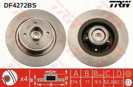 Диск гальмівний з підшипником TRW DF4272BS