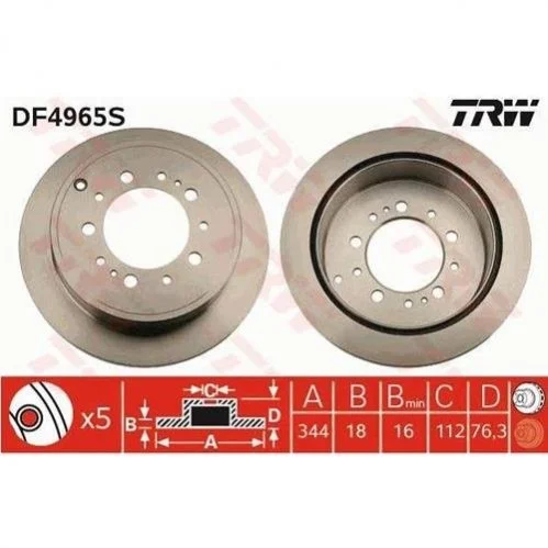 - Гальмівний диск TRW DF4965S (фото 1)