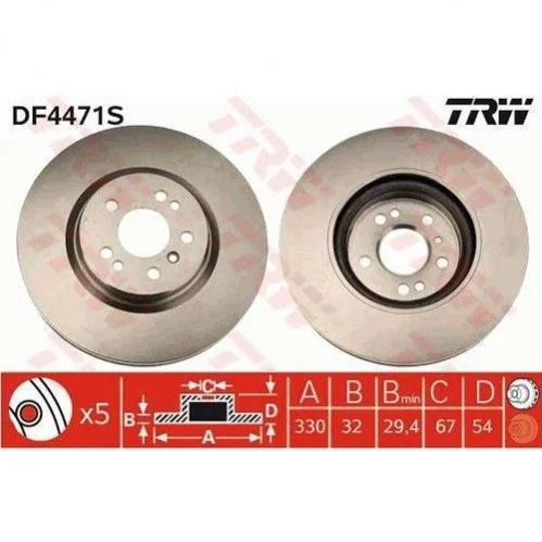 Гальмівний диск TRW DF4471S (фото 1)