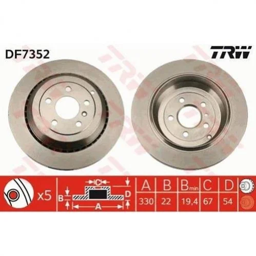 - Гальмівний диск TRW DF7352 (фото 1)