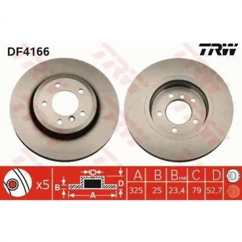 - Гальмівний диск TRW DF4166 (фото 1)