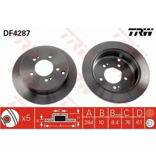 Диск тормозной (пр-во) TRW DF4287 (фото 1)