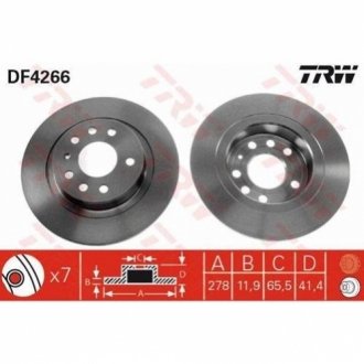 Диск тормозной FIAT, OPEL SIGNUM, SAAB, задн. TRW DF4266