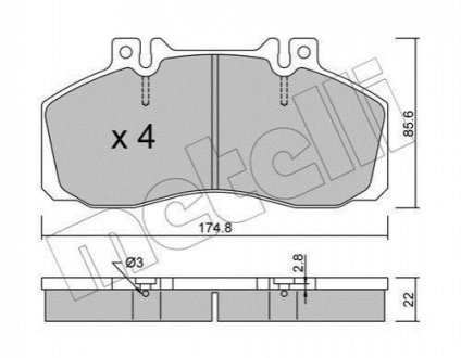 Комплект гальмівних колодок METELLI 22-0267-0