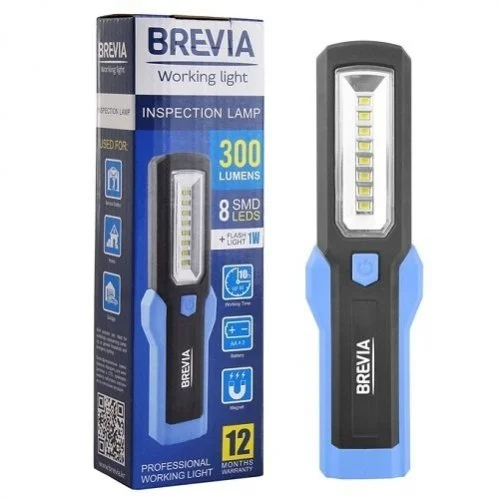 Лампа інспекційна LED 8SMD + 1W 300lm 3xAA BREVIA 11310 (фото 1)