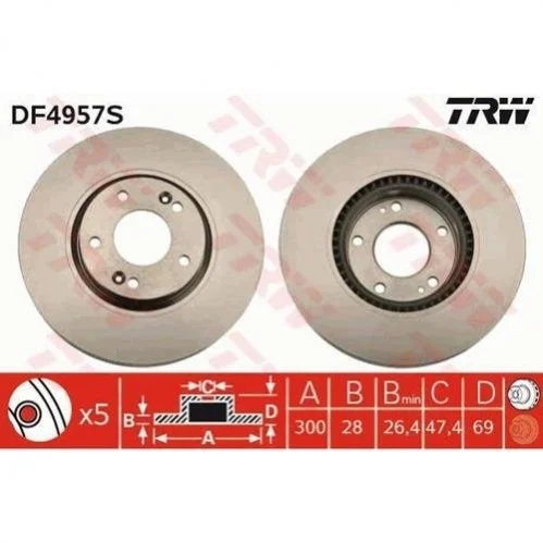 Диск гальмівний TRW DF4957S (фото 1)