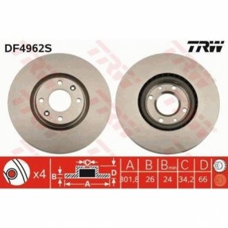 Диск гальмівний TRW DF4962S