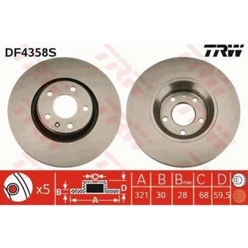 Диск гальмівний TRW DF4358S (фото 1)