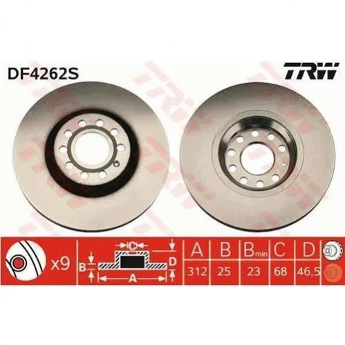Гальмівний диск TRW DF4262S (фото 1)