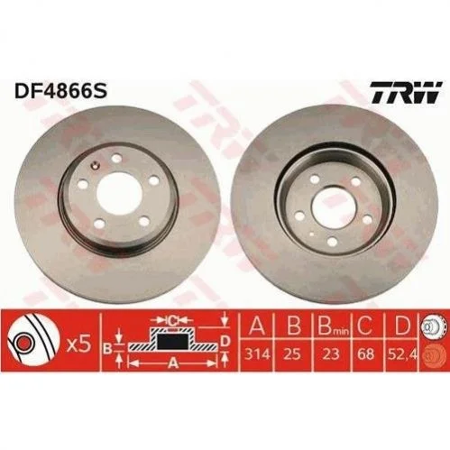 Диск тормозной (пр-во) TRW DF4866S (фото 1)