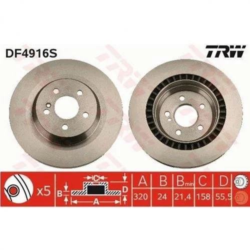 Гальмівний диск TRW DF4916S (фото 1)
