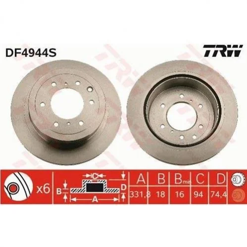 Гальмівний диск TRW DF4944S (фото 1)