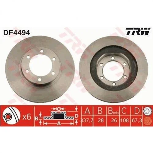 Диск тормозной TOYOTA LAND CRUISER передн., вент. (пр-во) TRW DF4494 (фото 1)