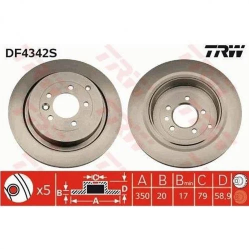 Гальмівний диск TRW DF4342S (фото 1)