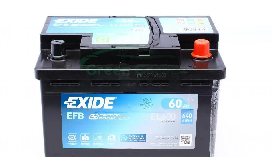 Акумулятор 60Ah-12v Exide EFB (242х175х190), R, EN640 EXIDE EL600 (фото 1)