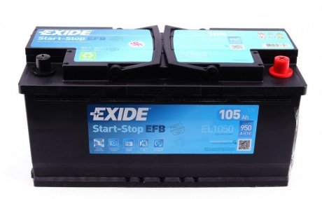 Аккумулятор 105Ah-12v EFB (392х175х190),R,EN950 !КАТ. -10% EXIDE EL1050